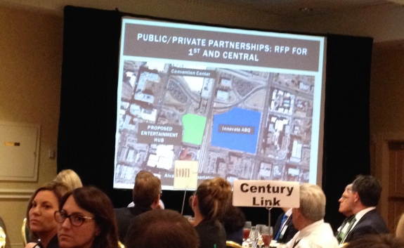 An image from a NAIOP presentation about the mayors proposal for the Innovation Center in Downtown ABQ.